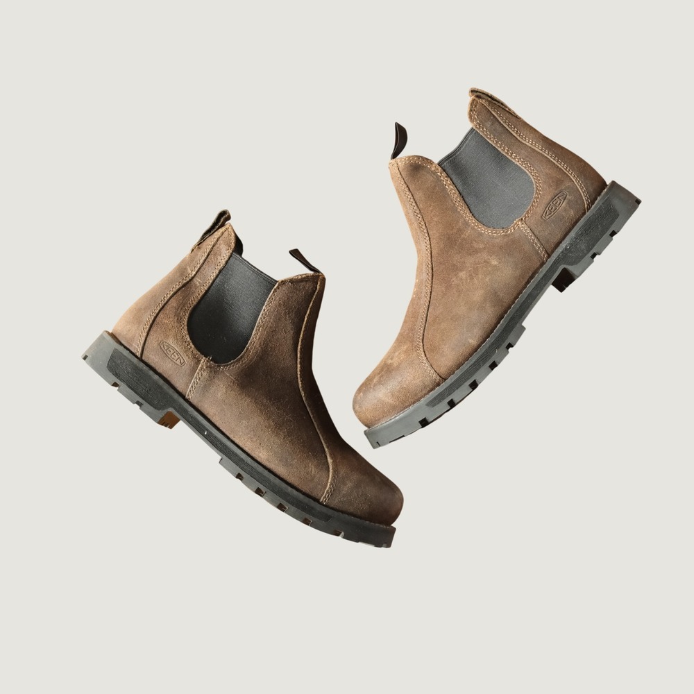 KEEN Utility Seattle Romeo Brown Leather Pull On Chelsea Work Boots 8.5 Womens